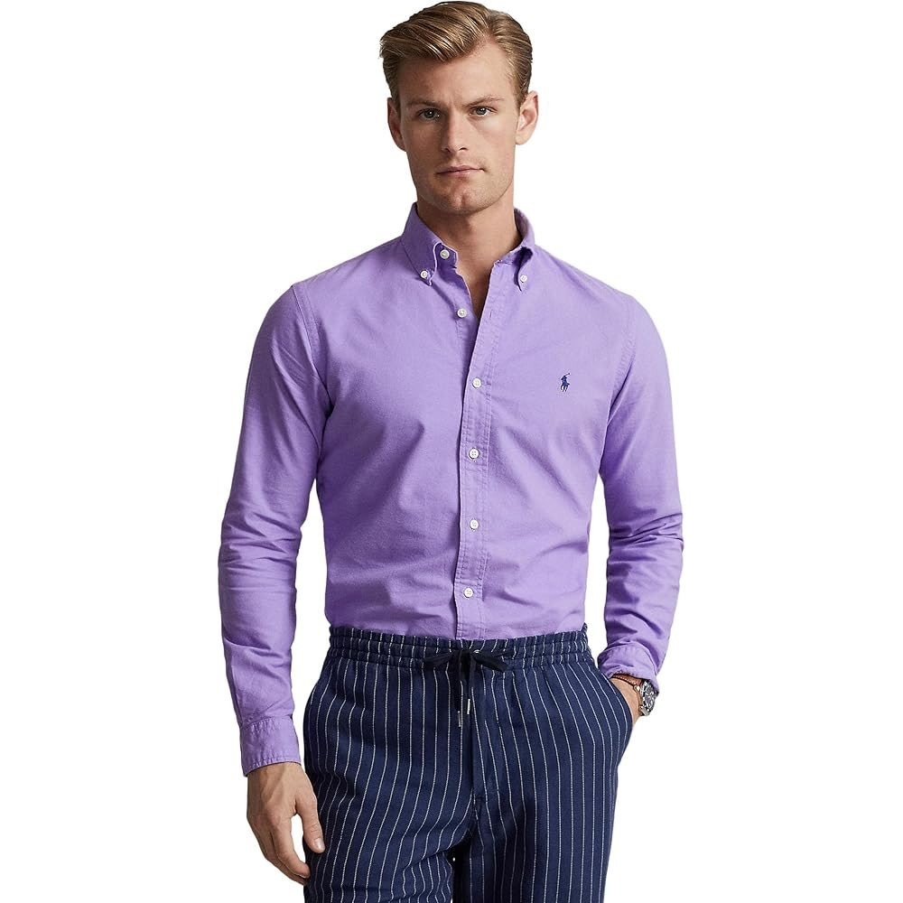 Ralph Lauren Dress Shirt Mens Large purple Cotton Long Sleeve‎ Button Down